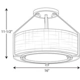Progress Lighting Ratio 3-Light Antique Bronze Transitional Drum Medium Hanging Convertible Pendant/semi-flush
