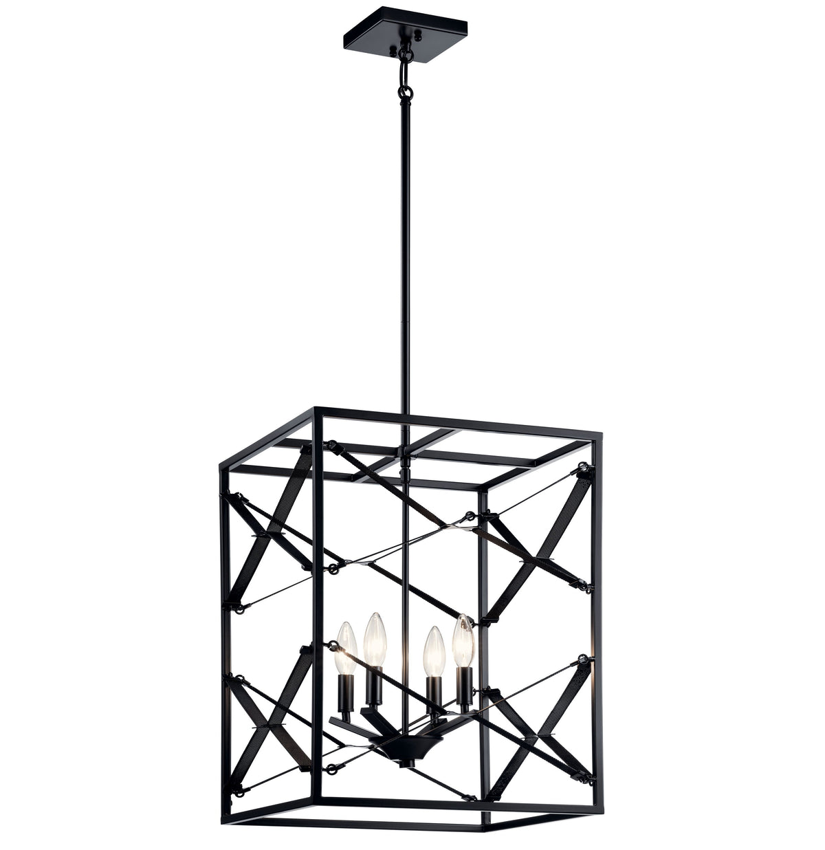 Kichler Sevan 4-Light Black Modern/Contemporary Lantern Medium Hanging Pendant Light