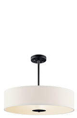 Kichler Drum 3-Light Black Transitional Etched Glass Drum Medium Hanging Pendant Light