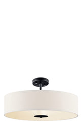 Kichler Drum 3-Light Black Transitional Etched Glass Drum Medium Hanging Pendant Light