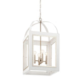 Kichler Vath 4-Light White W/Polished Nickel Industrial Lantern Large Hanging Pendant Light