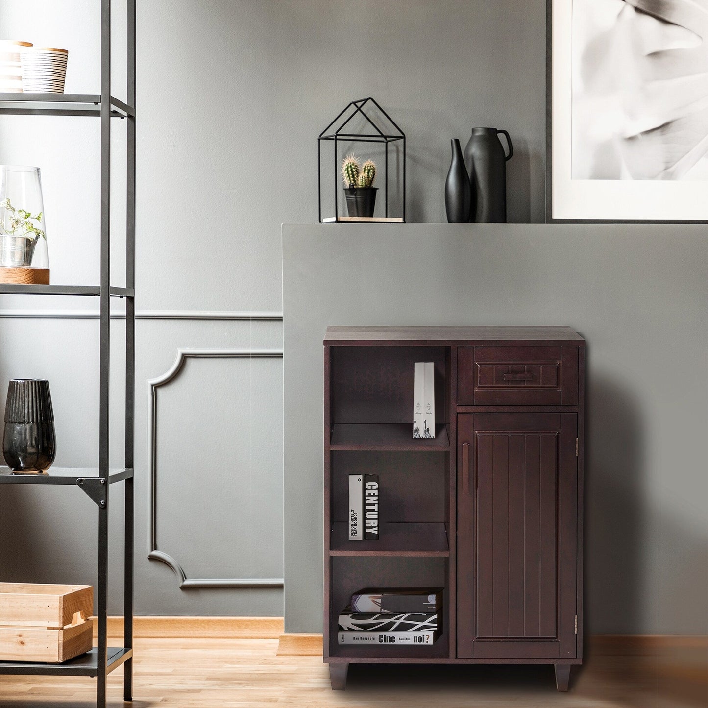Teamson Home Catalina 26-in x 34.25-in x 15.5-in Espresso Freestanding Linen Cabinet