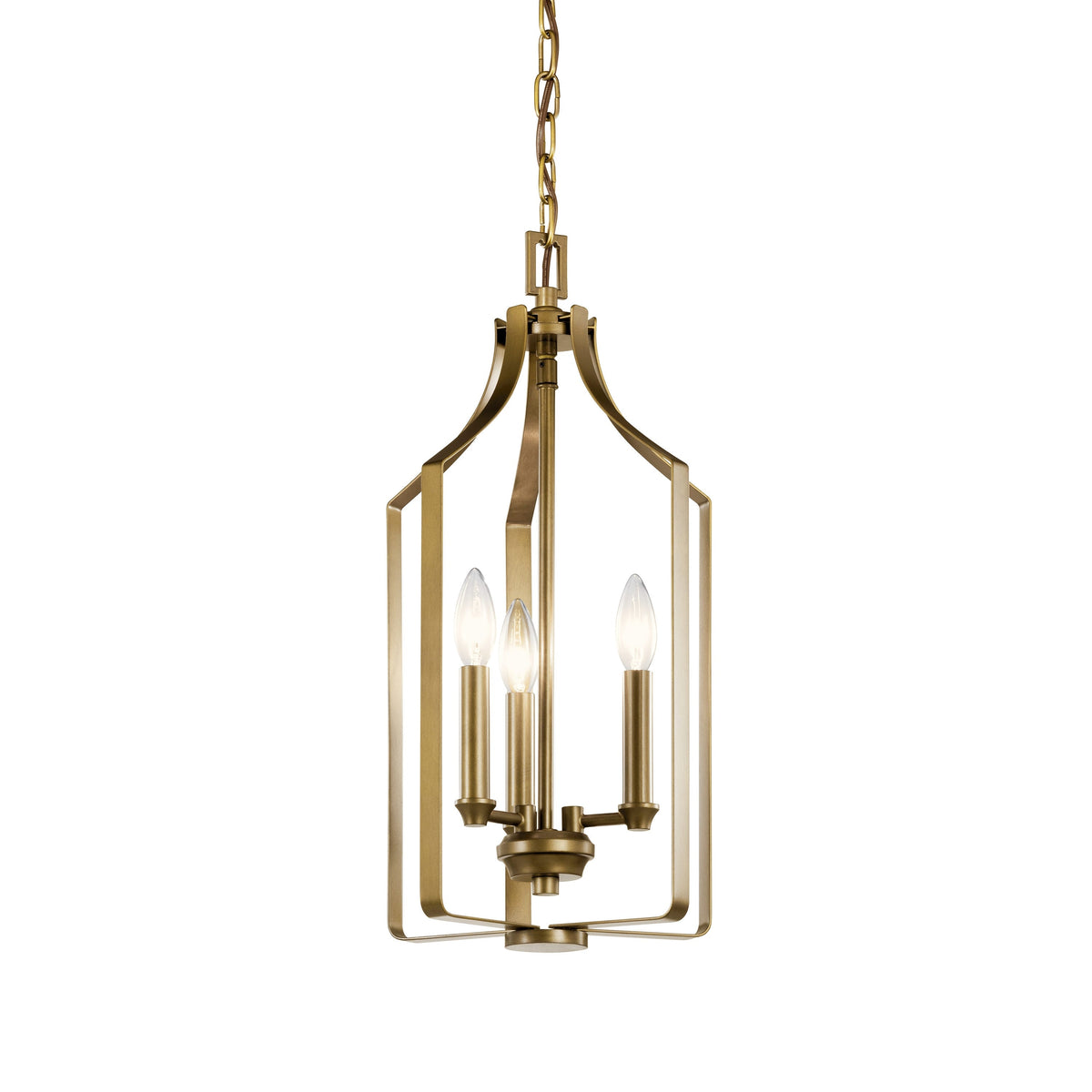Kichler Morrigan 3-Light Natural Brass Traditional Lantern Medium Hanging Pendant Light