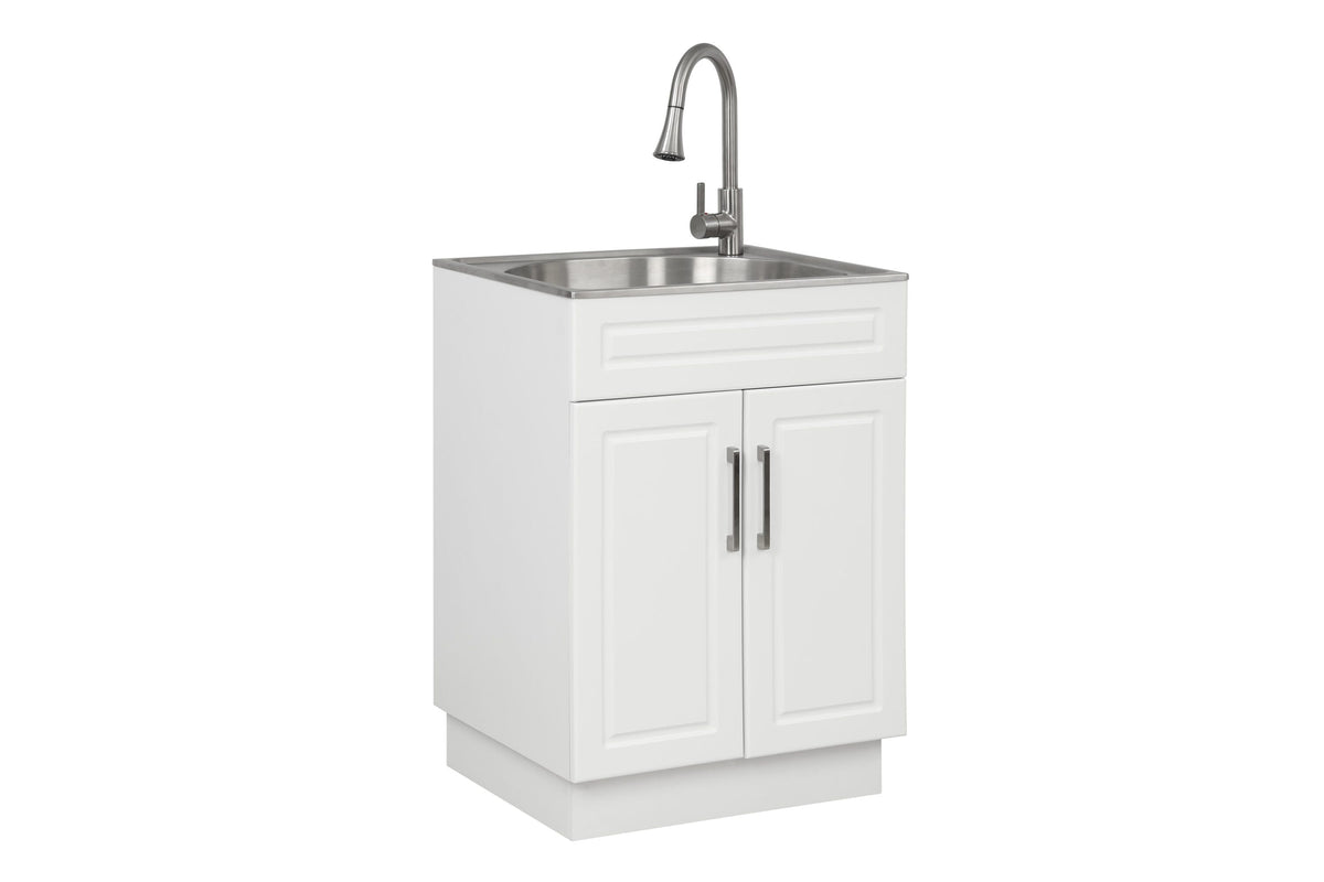 Style Selections 1-Basin Freestanding Utility Tub with Cabinet, Drain & Faucet