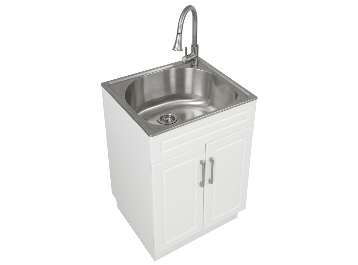 Style Selections 1-Basin Freestanding Utility Tub with Cabinet, Drain & Faucet
