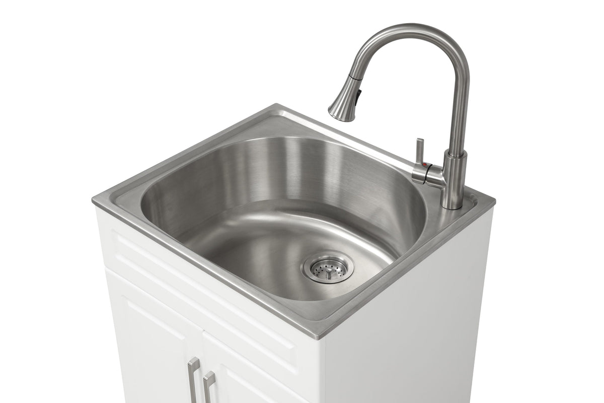 Style Selections 1-Basin Freestanding Utility Tub with Cabinet, Drain & Faucet
