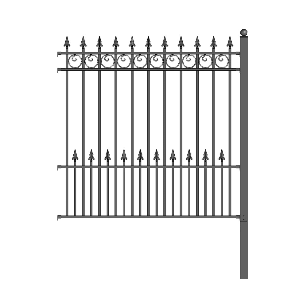 ALEKO Fence Panels 7-ft H x 6-ft W Black Steel Spaced Picket Arched-top Security Fence Panel