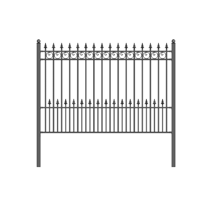 ALEKO Fence Panels 7-ft H x 6-ft W Black Steel Spaced Picket Arched-top Security Fence Panel