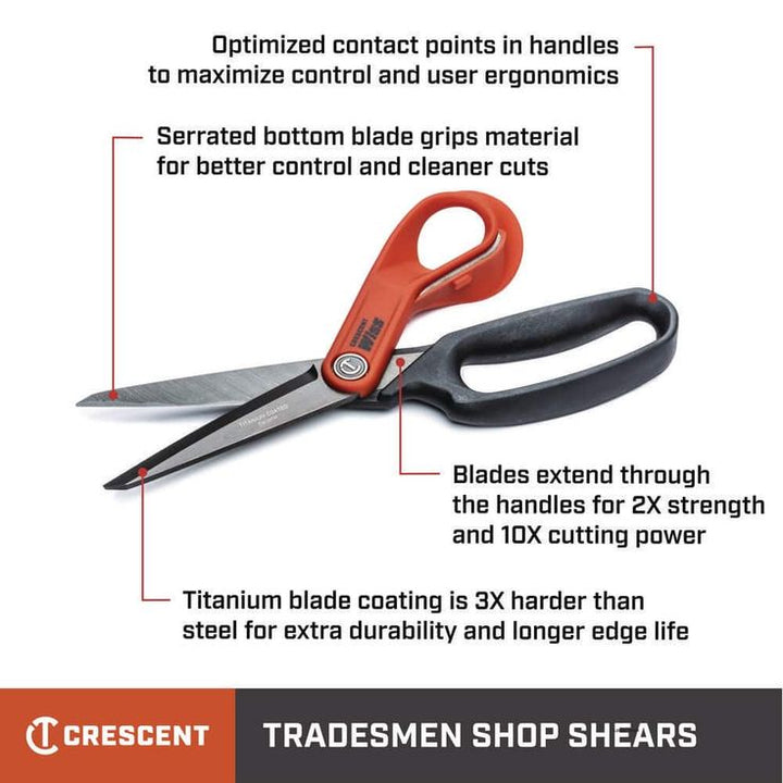 Crescent Wiss 10 in. Heavy Duty Titanium Coated Tradesmen Scissor and 3.25 in. Steel Drop Point Pocket Knife Set (2-Piece)