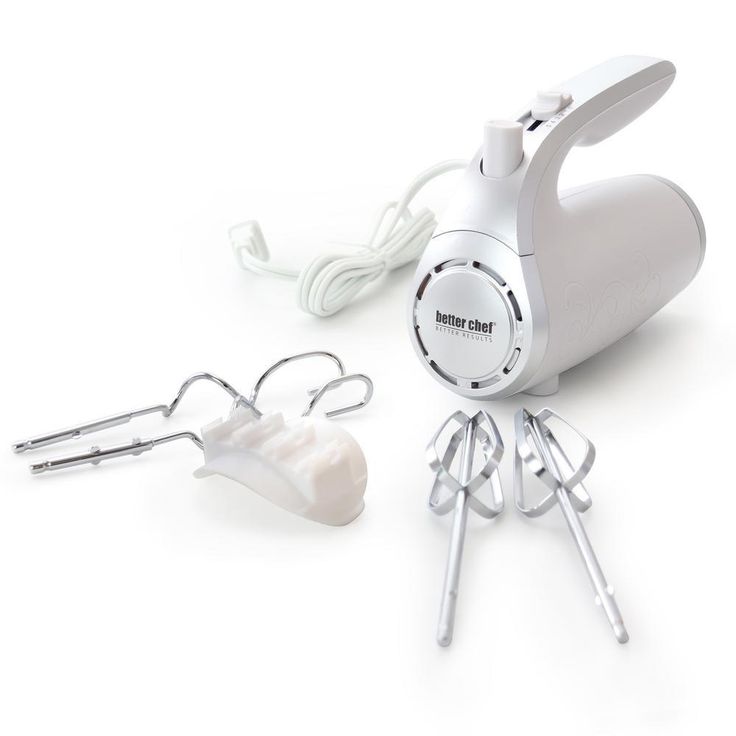 5-Speed 150-Watt White Hand Mixer with Silver Accents