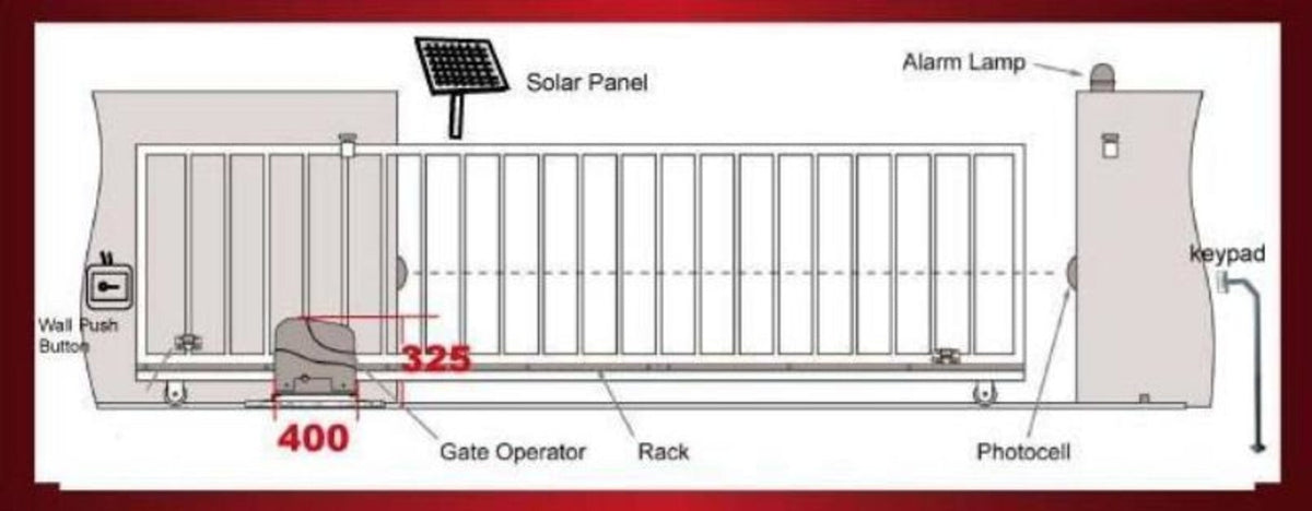 ALEKO 60-ft Slide Universal Battery Driveway Gate Opener Kit (Solar Compatible)