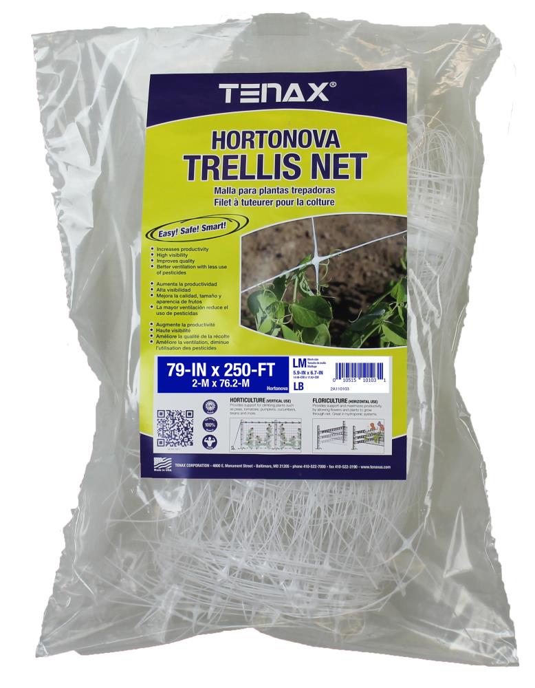 Tenax Hortonova Trellis Net 6.5-ft x 250-ft White Plastic Safety Netting for Multi-purpose Use