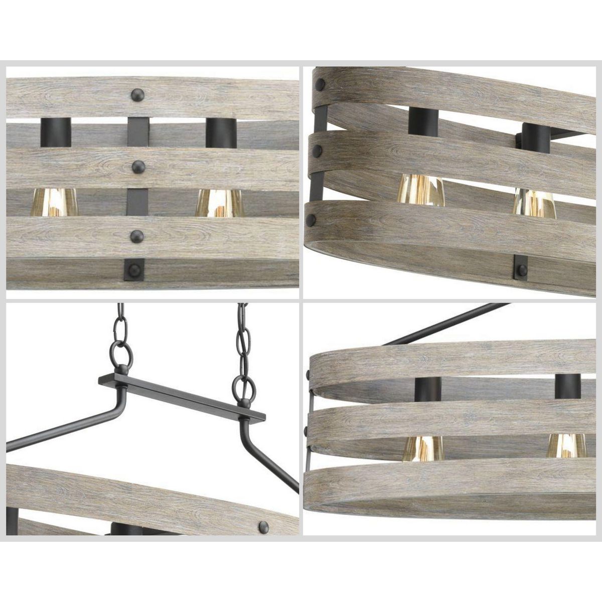 Progress Lighting Gulliver 4-Light Graphite Farmhouse Linear Large Hanging Kitchen Island Light