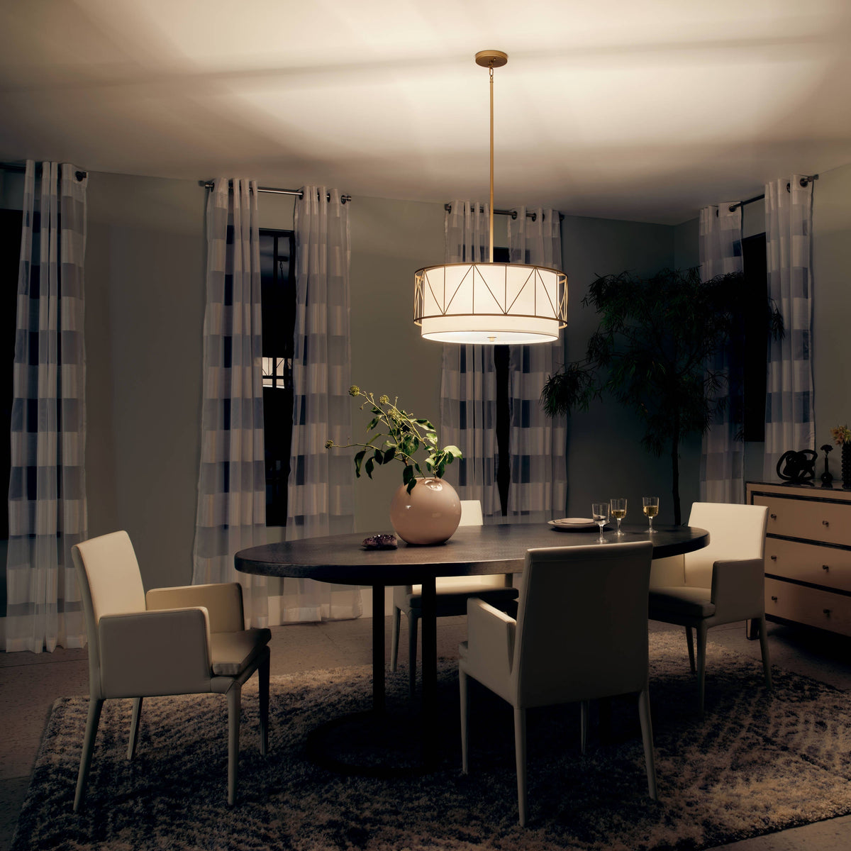 Kichler Birkleigh 4-Light Classic Gold Transitional Drum Medium Hanging Pendant Light