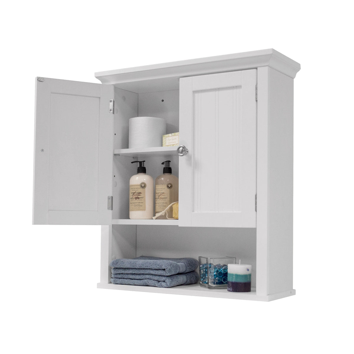 OSHOME Pleasant White 22-in x 25.5-in x 7.9-in Pleasant White Bathroom Wall Cabinet