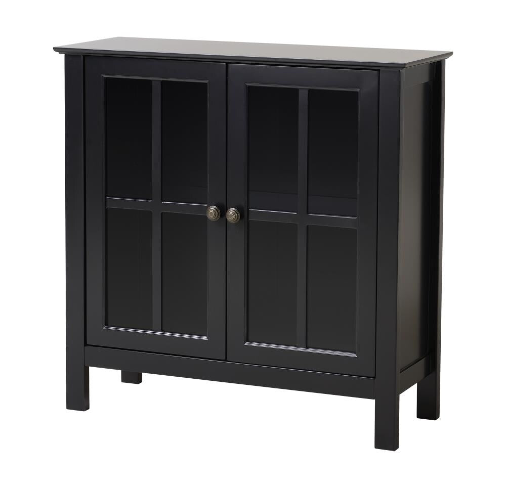 OSHOME Os Home and Office Model 22601 Black Glass Door Curio Cabinet - Transitional Style