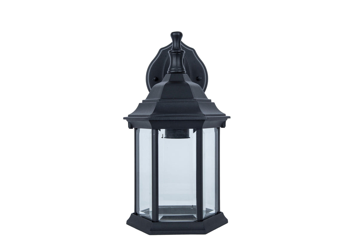 Project Source Henfield 11.81-in H Matte Black Outdoor Wall Lantern, Medium Base (E-26)