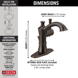Delta Valdosta Venetian Bronze 1‑Handle Single Hole/4‑in Centerset WaterSense Bathroom Sink Faucet with Drain