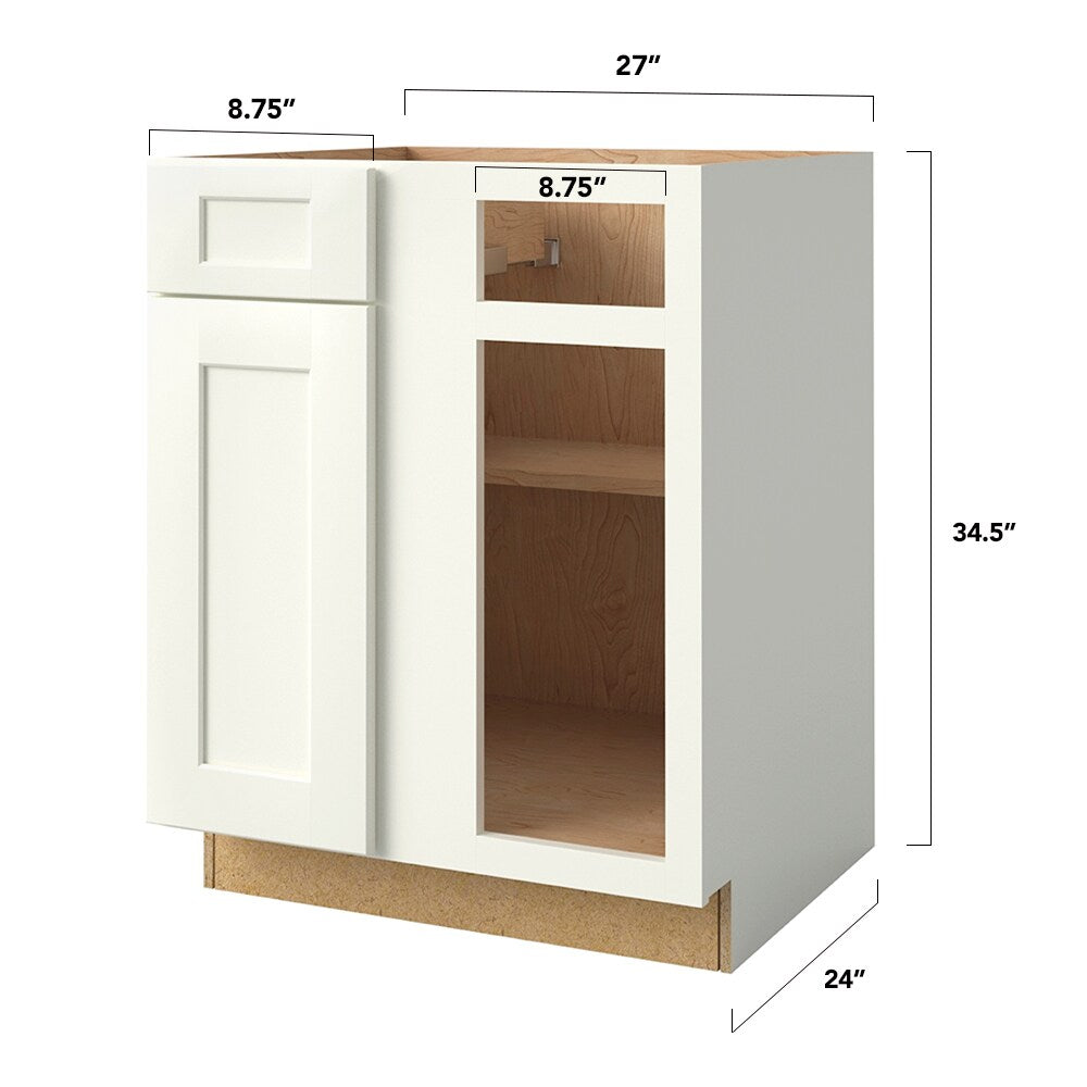 allen + roth Aveley 27-in W x 34.5-in H x 24-in D Linen Blind 1-Drawer Base Fully Assembled Cabinet (Flat Panel Shaker Style)