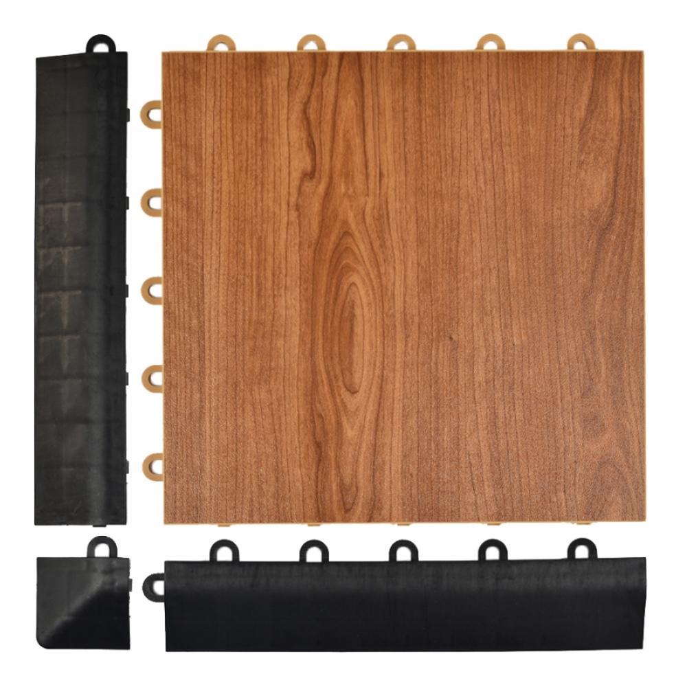 Greatmats Max Tile 12 in. x 12 in. x 5/8 in. Walnut Vinyl Interlocking Raised Modular Floor Tile (Case of 26)