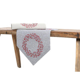 16 in. x 36 in. Holly Berry Wreath Embroidered Christmas Table Runner, Gray