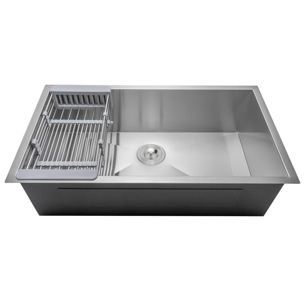 AKDY All-in-One 30-in x 18-in Brushed Stainless Steel Single Bowl Undermount Residential Kitchen Sink All-in-One Kit