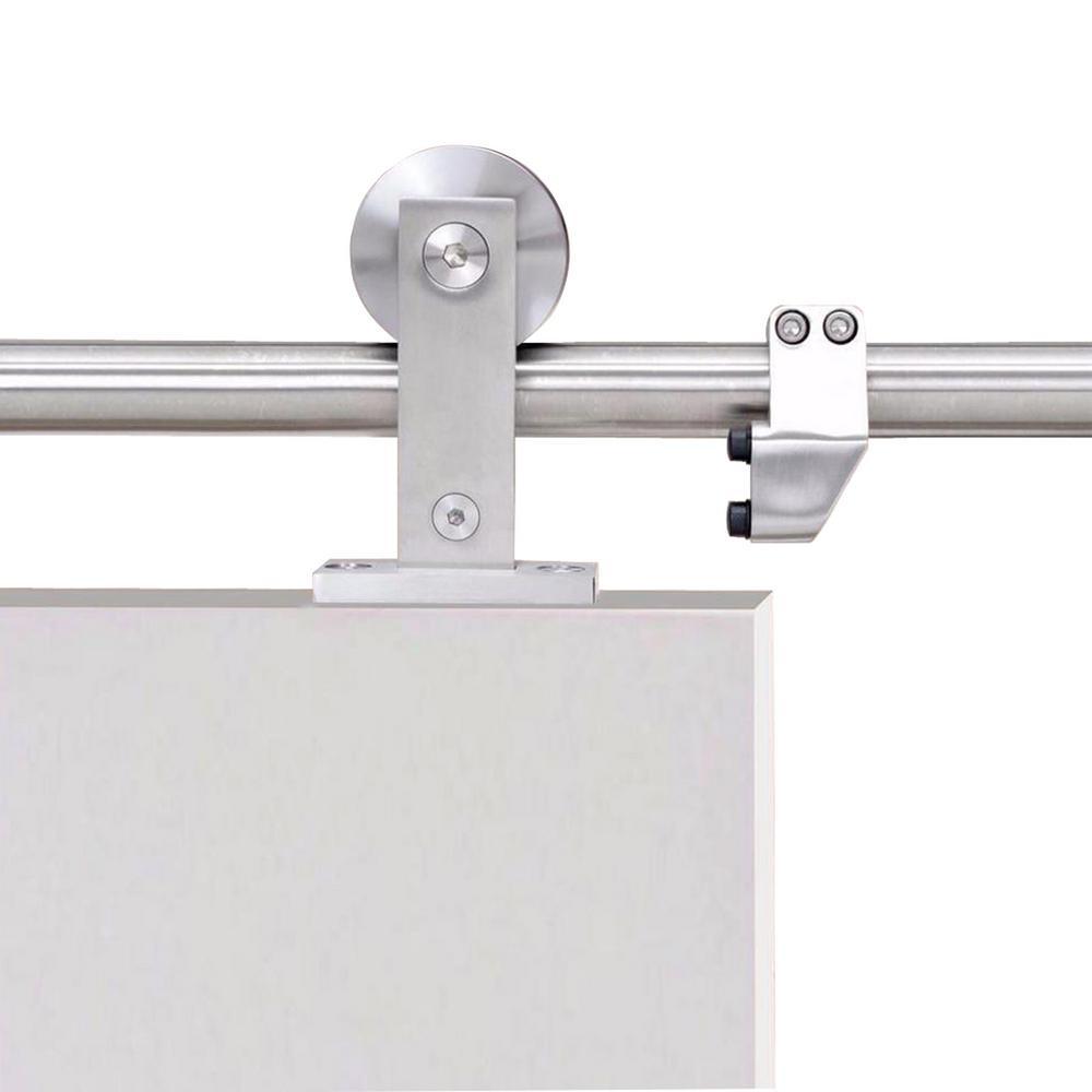 Top Mount Door Track Hardware and White Primed MDF Raised 2 Panel Interior Sliding Barn Door - Super Arbor