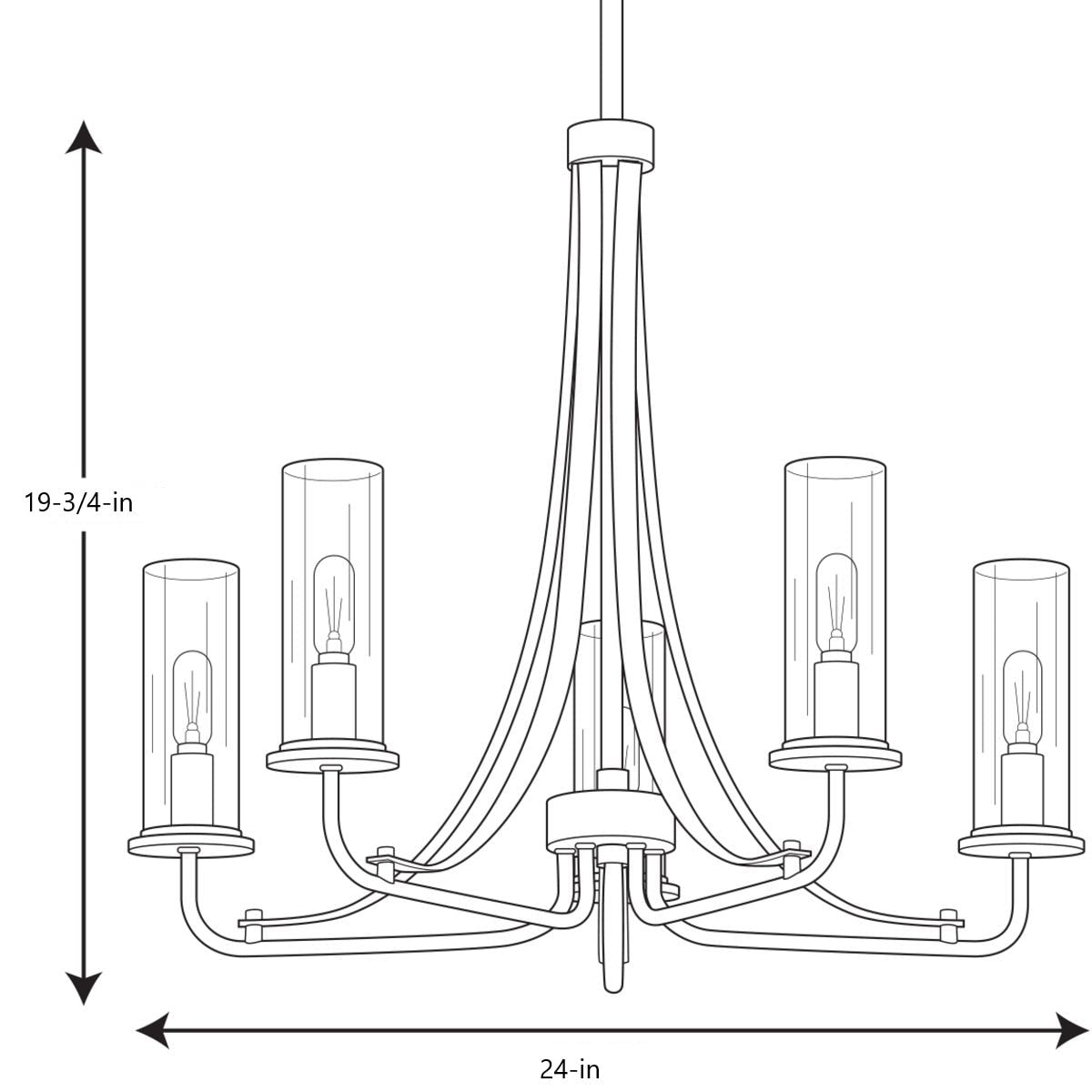Progress Lighting Riley 5-Light Matte Black Traditional Chandelier