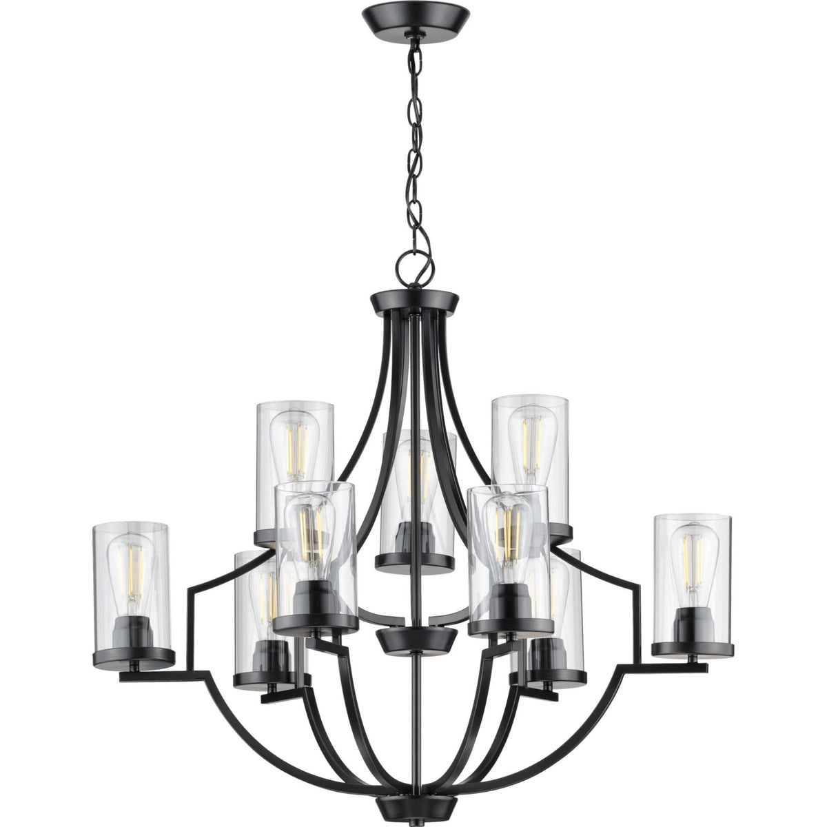 Progress Lighting Lassiter 9-Light Matte Black Traditional Chandelier