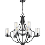 Progress Lighting Lassiter 9-Light Matte Black Traditional Chandelier