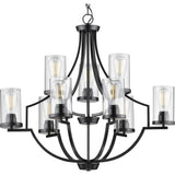 Progress Lighting Lassiter 9-Light Matte Black Traditional Chandelier
