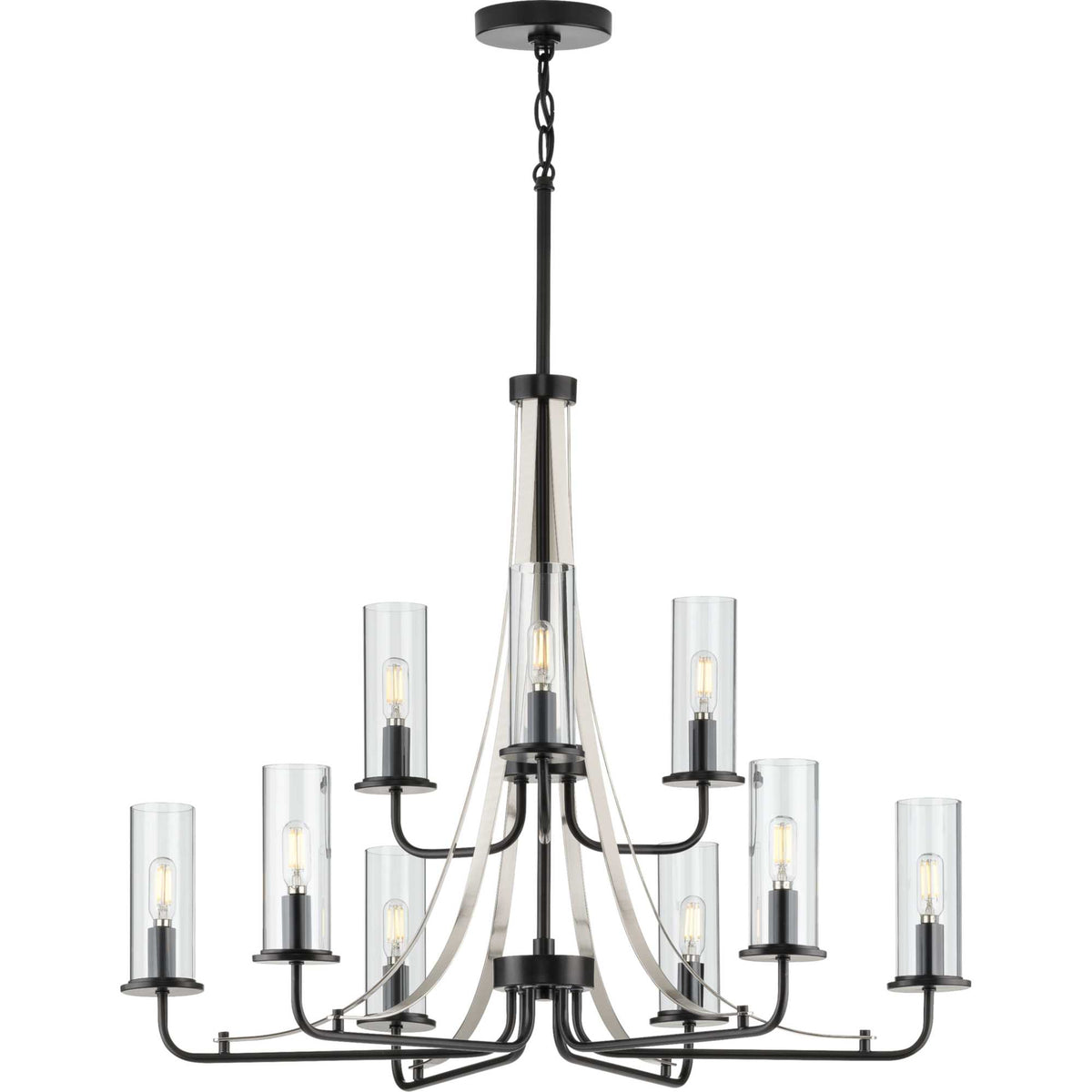 Progress Lighting Riley 9-Light Matte Black Traditional Chandelier