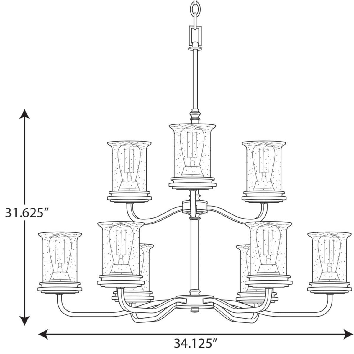 Progress Lighting Winslett 9-Light Brushed Nickel Coastal Chandelier
