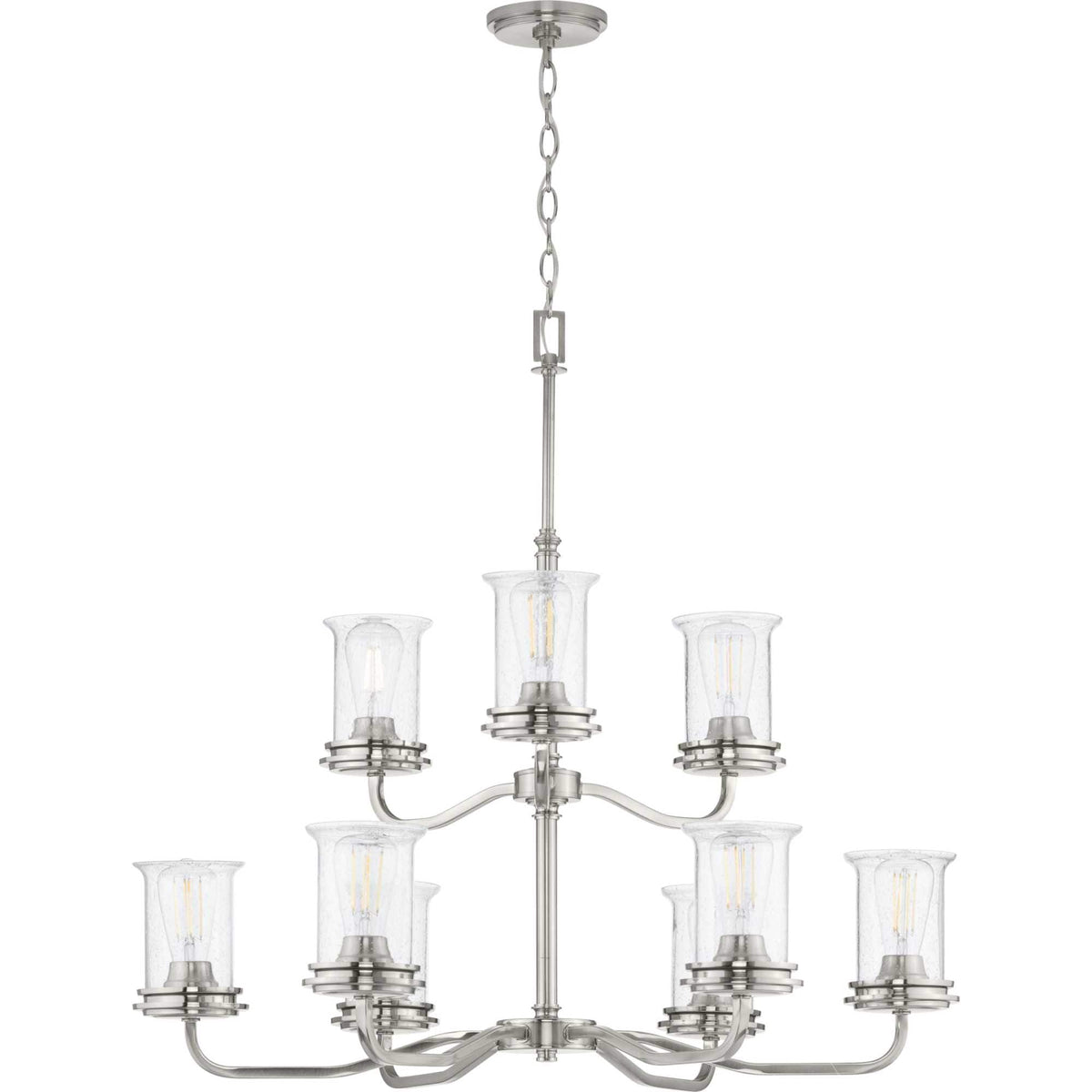 Progress Lighting Winslett 9-Light Brushed Nickel Coastal Chandelier