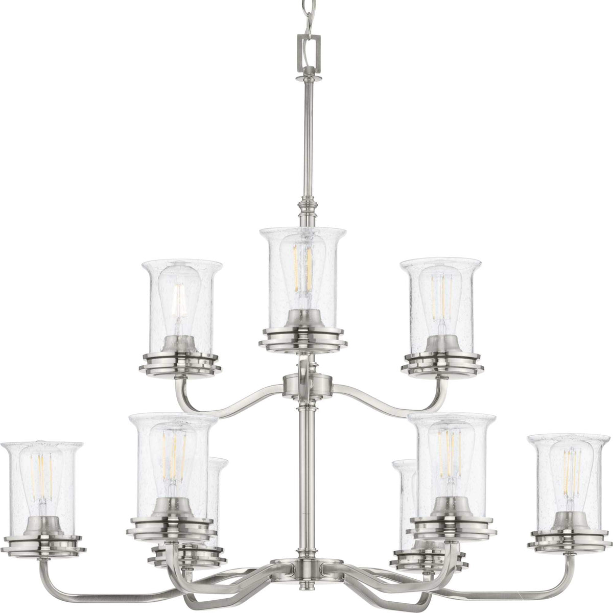 Progress Lighting Winslett 9-Light Brushed Nickel Coastal Chandelier
