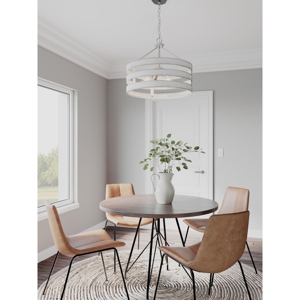 Progress Lighting Gulliver 4-Light Galvanized Farmhouse Drum Medium Hanging Pendant Light