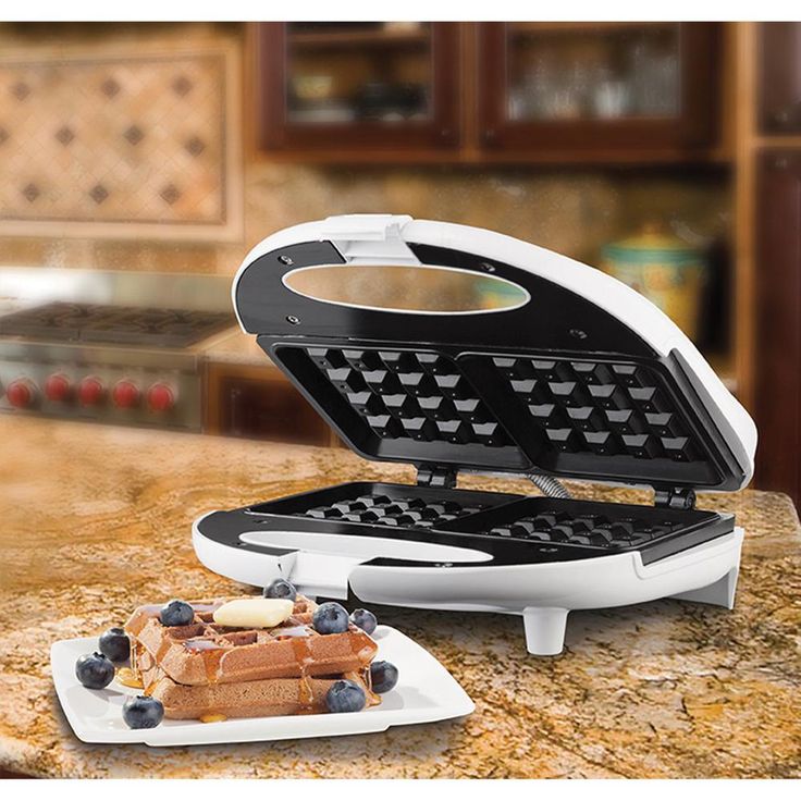 750 W Dual Waffle White Nonstick Waffle Maker