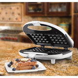 750 W Dual Waffle White Nonstick Waffle Maker