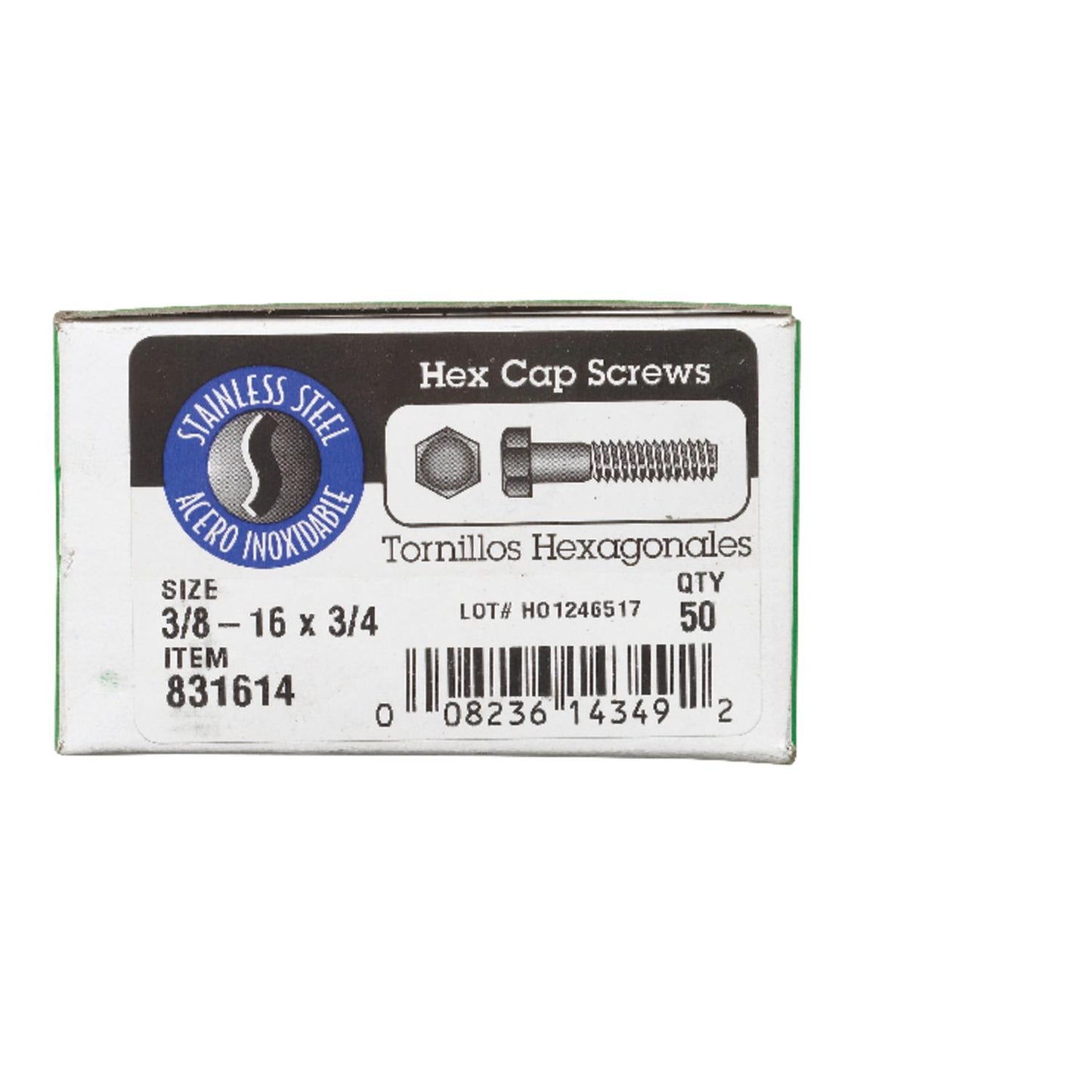 Hillman 3/8-16 x 3/4 in Stainless Steel Hex Head Cap Screws, 50-Pack