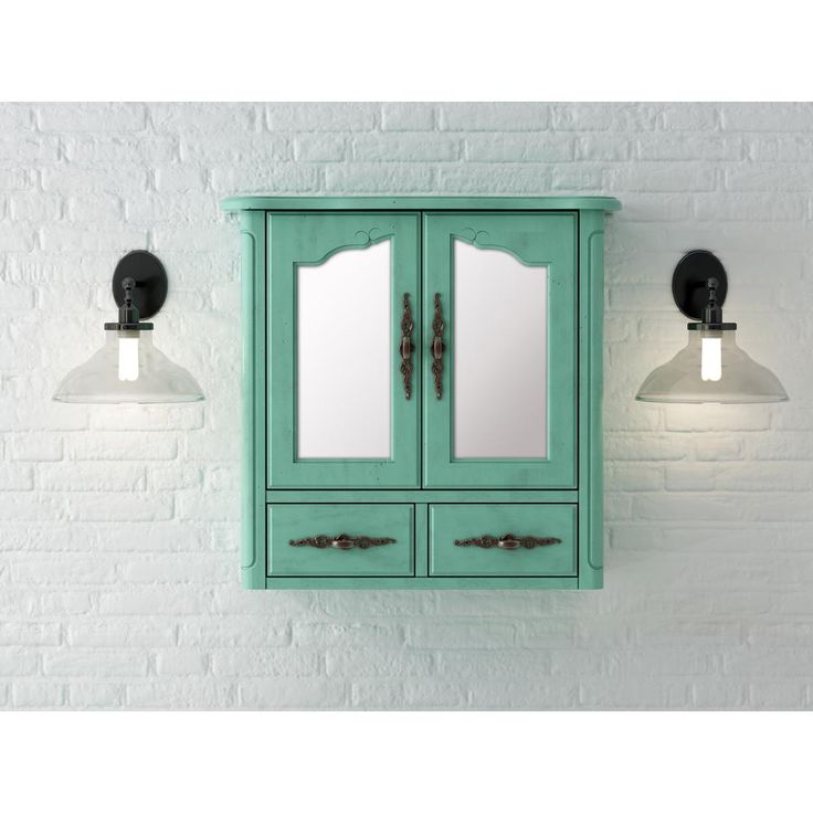 23.82 in. W x 22.28 in. H Framed Rectangular Beveled Edge Bathroom Vanity Mirror in Blue