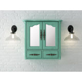 23.82 in. W x 22.28 in. H Framed Rectangular Beveled Edge Bathroom Vanity Mirror in Blue