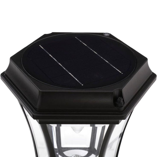 Victorian Bulb Series 3-Head Black Integrated LED Outdoor Solar Lamp Post with the GS Solar LED Light Bulb