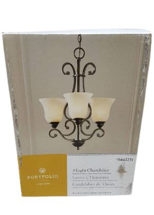 Portfolio Linkhorn 3-Light Iron Stone Vintage Chandelier - Super Arbor