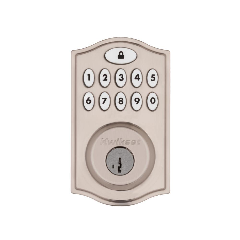 Z-Wave SmartCode Satin Nickel Single Cylinder Electronic Deadbolt featuring Juno Hall/Closet Knob - Super Arbor