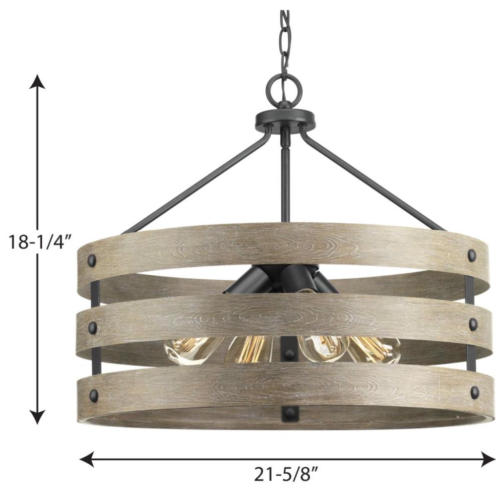 Progress Lighting Gulliver 4-Light Graphite Farmhouse Drum Medium Hanging Pendant Light