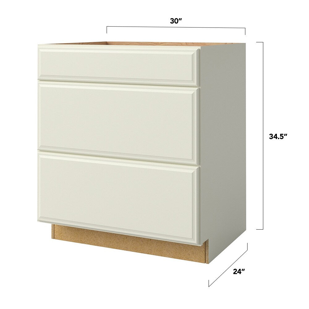 allen + roth Pattingham 30-in W x 34.5-in H x 24-in D Harbor 3-Drawer Base Fully Assembled Cabinet (Raised Panel Style)