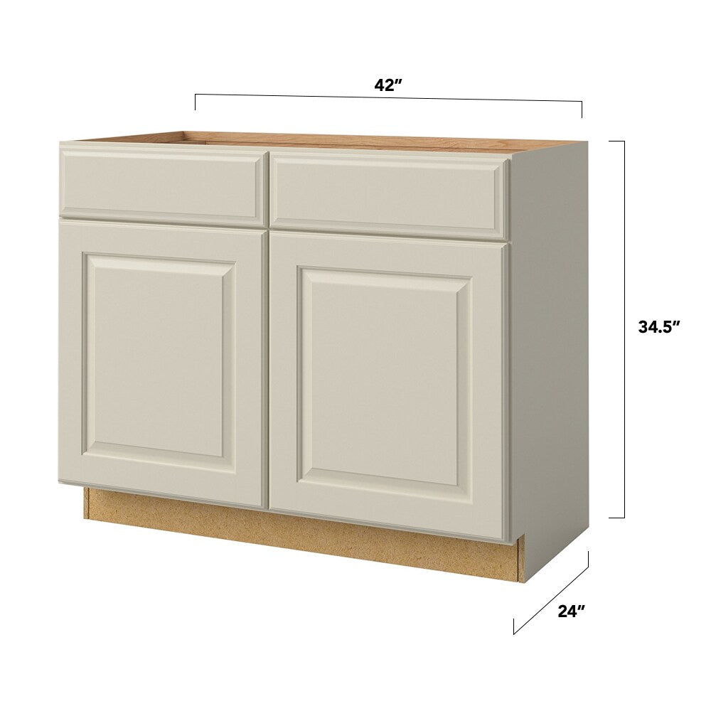 allen + roth Pattingham 42-in W x 34.5-in H x 24-in D Harbor Sink Base Fully Assembled Cabinet (Raised Panel Square Style)
