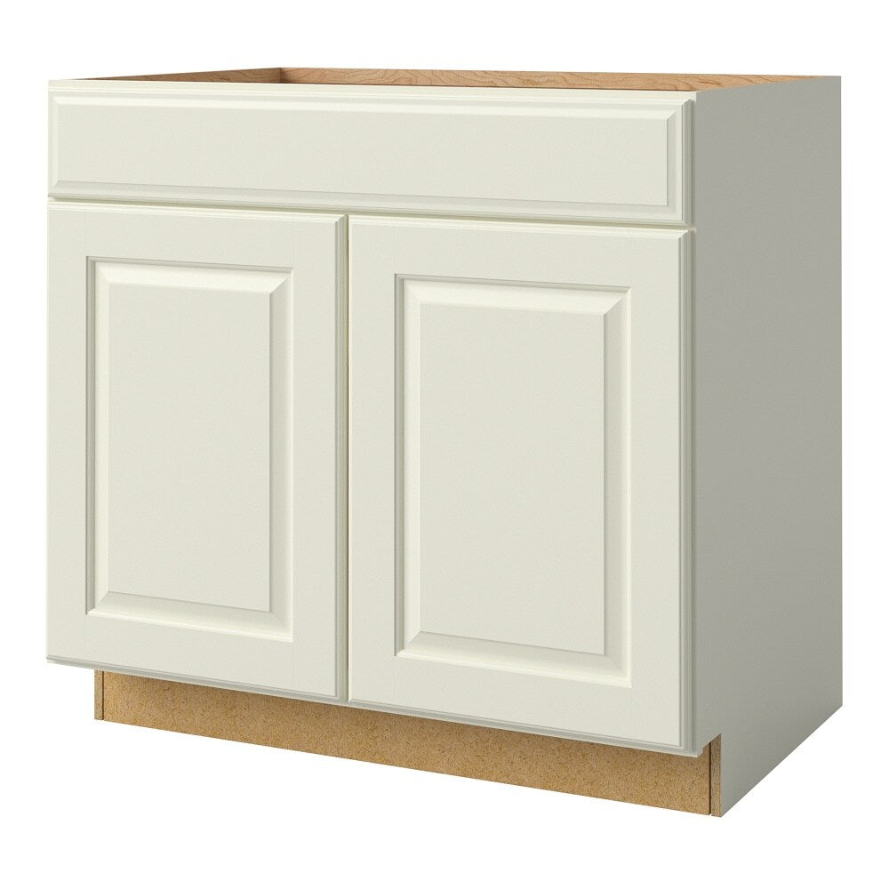 allen + roth Pattingham 36-in W x 34.5-in H x 24-in D Harbor Sink Base Fully Assembled Cabinet (Raised Panel Square Style)