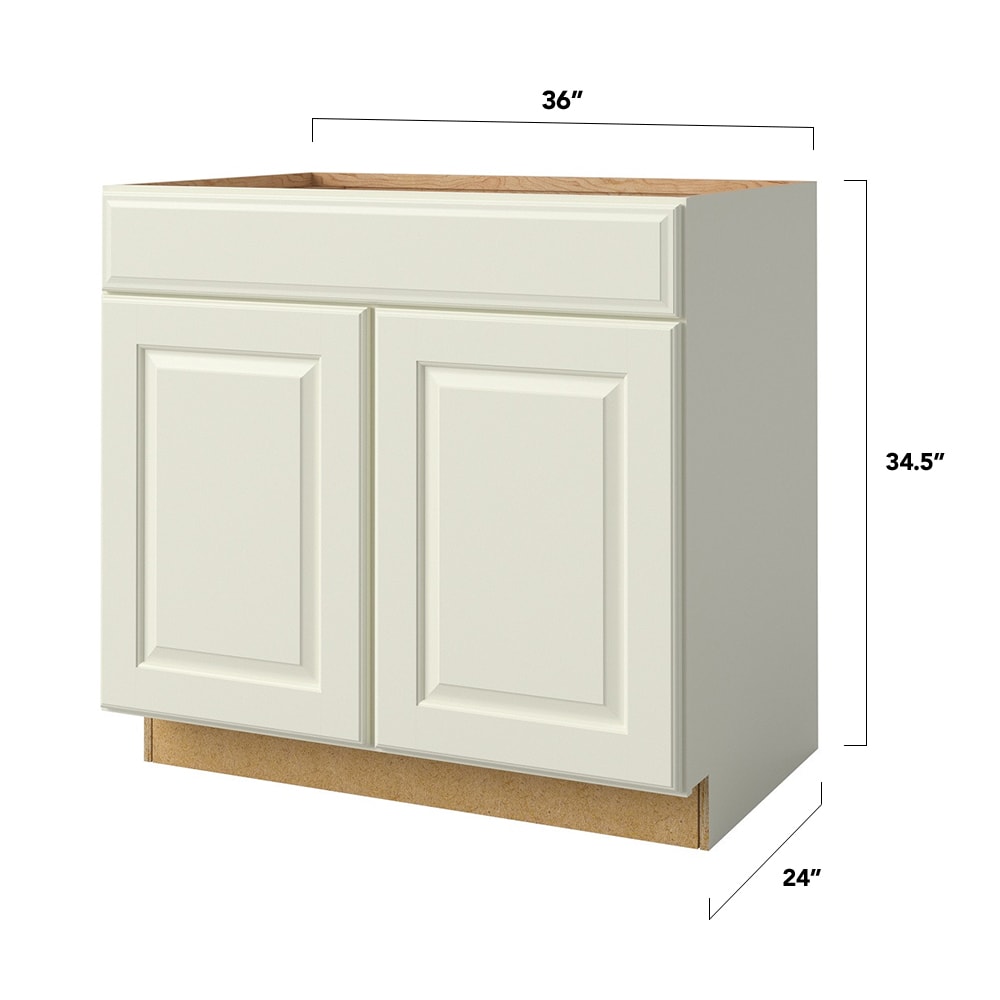 allen + roth Pattingham 36-in W x 34.5-in H x 24-in D Harbor Sink Base Fully Assembled Cabinet (Raised Panel Square Style)