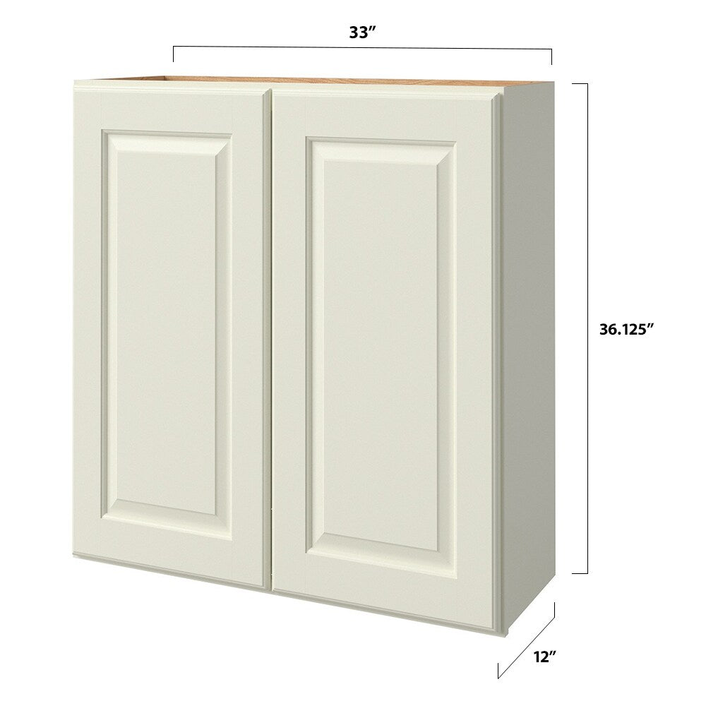 allen + roth Pattingham 33-in W x 36.125-in H x 12-in D Harbor Wall Fully Assembled Cabinet (Raised Panel Square Door Style)